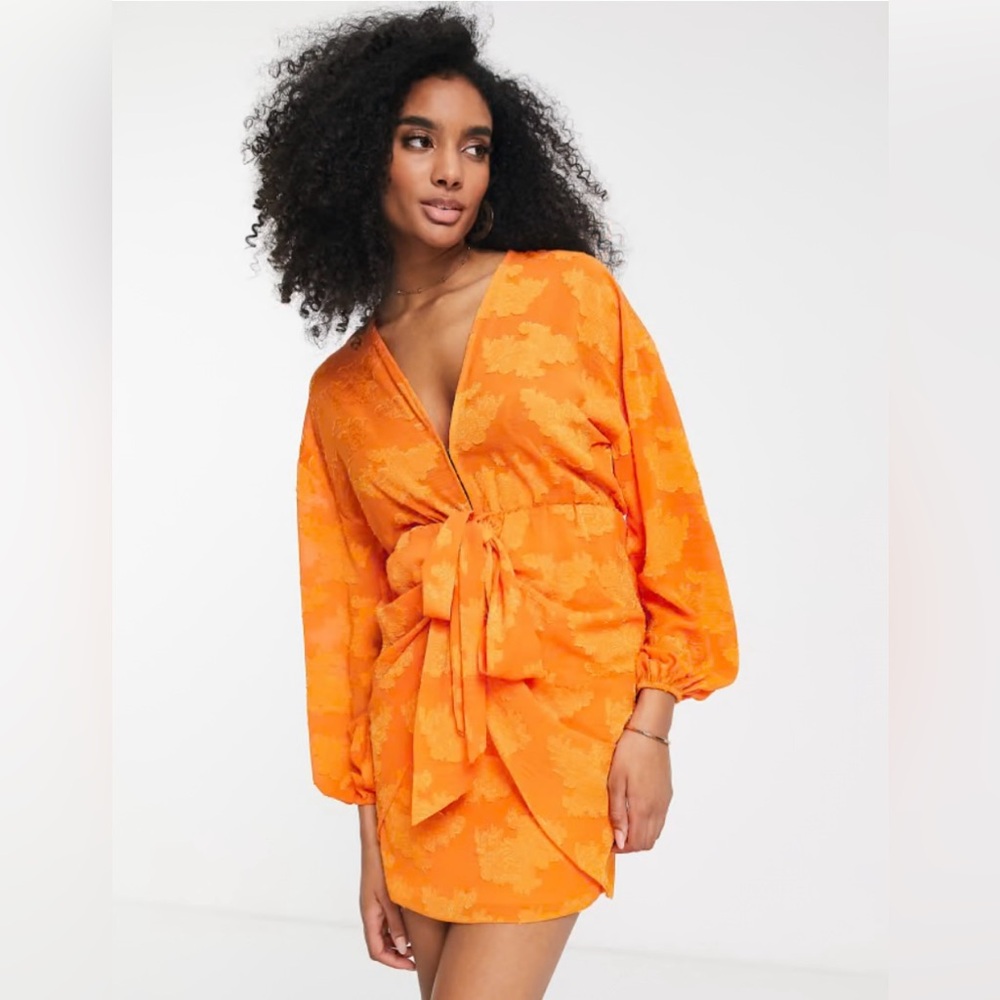 Vibrant Orange Wrap Dress